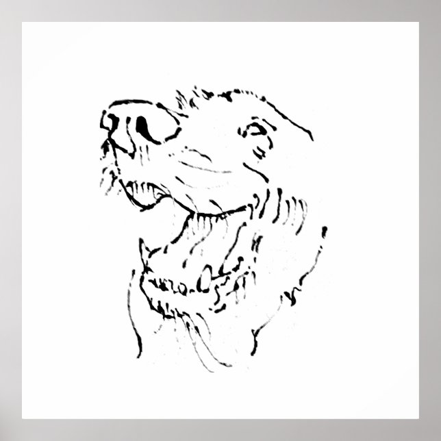 Glad Golden Retriever, bläckillustration Poster (Framsidan)