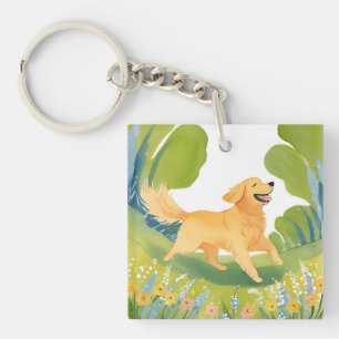 Glad Golden Retriever Hund Akvarell