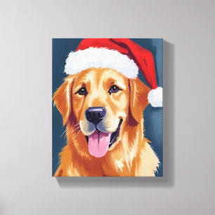 Glad Golden Retriever Julhatt Hund Jul Canvastryck