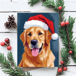 Glad Golden Retriever | Julhatt Hund Jul Helg Vykort