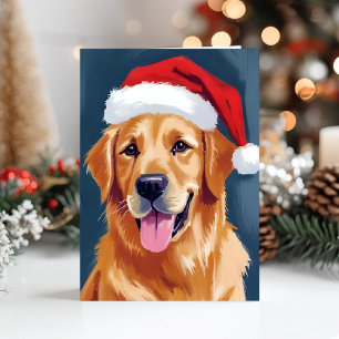 Glad Golden Retriever Julhatt Hund Jul Helgkort