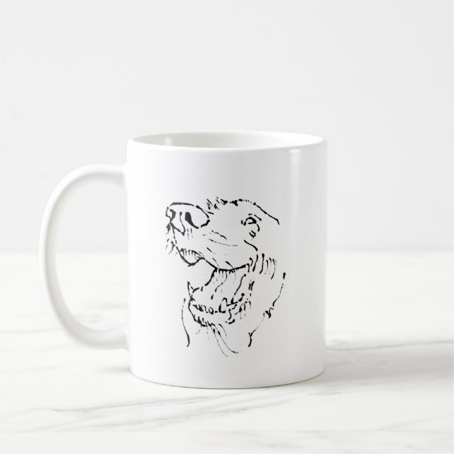 Glad Golden Retriever Kaffemugg Bläckillustration (Vänster)