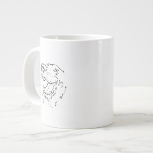 Glad Golden Retriever Kaffemugg Bläckillustration Jumbo Mugg