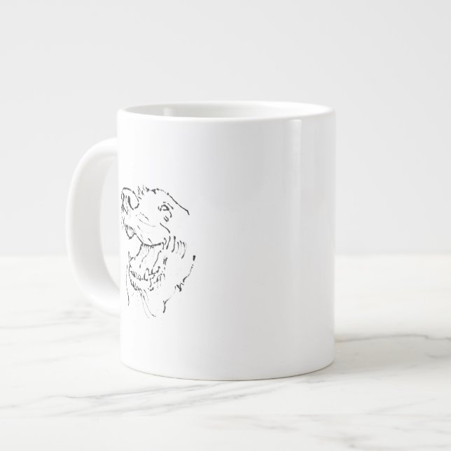 Glad Golden Retriever Kaffemugg Bläckillustration Jumbo Mugg (Framsida vänster)