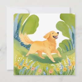 Glad Golden Retriever | Ljus Akvarell Kort