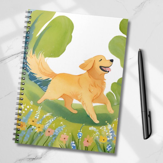 Glad Golden Retriever | Ljus Akvarell Kort Anteckningsbok (Skapare uppladdad)