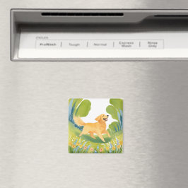 Glad Golden Retriever | Ljus Akvarell Kort Magnet