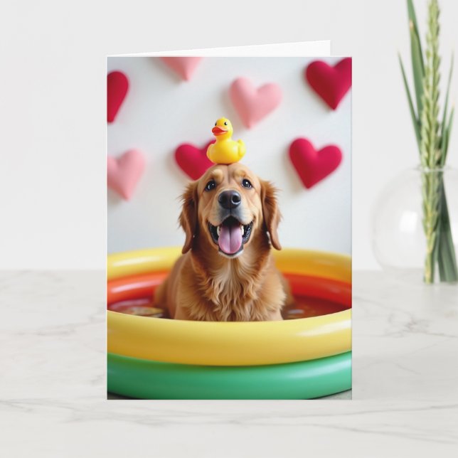 Glad Golden Retriever Poolkort Kort (Framsida)