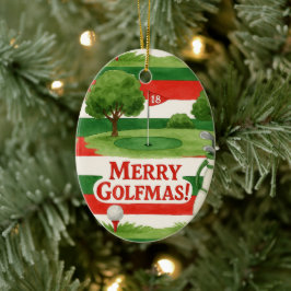 'Glad golfjul!' Golfare Julstilig Festlig Julgransprydnad Keramik