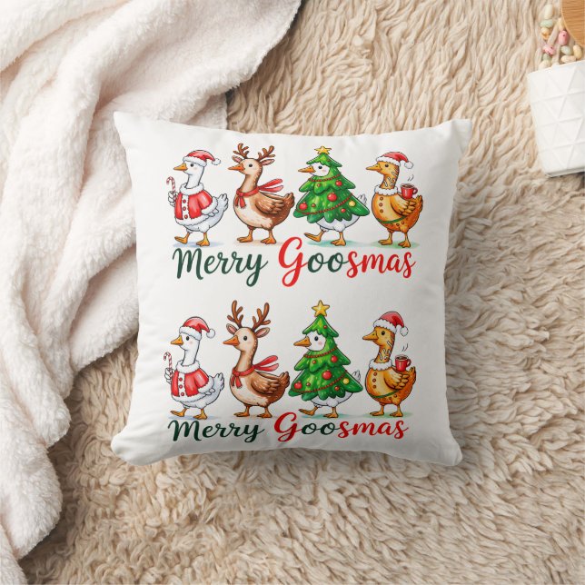Glad Goosmas jul rolig gås Tri-Blend skjorta Kudde (Filt)