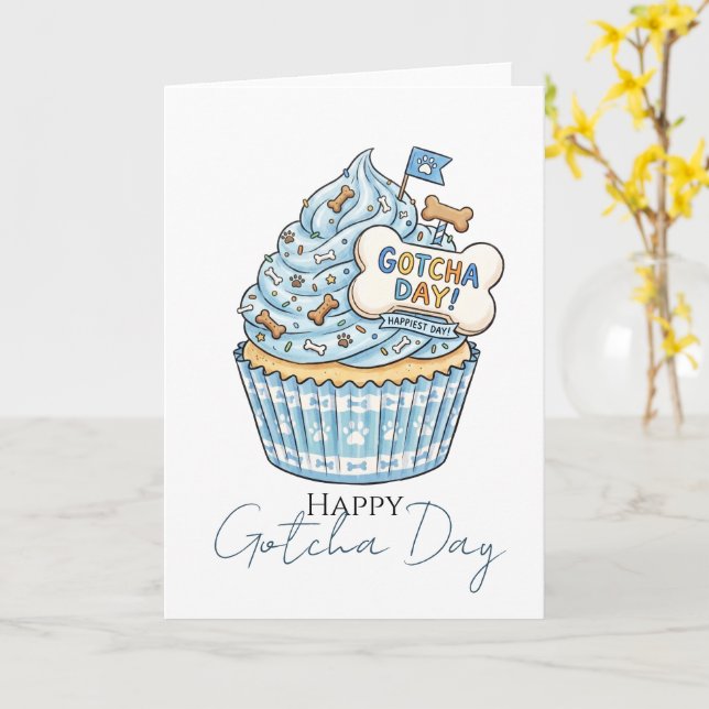 Glad Gotcha-dagen Hund-tema Kort (Gul blomma)