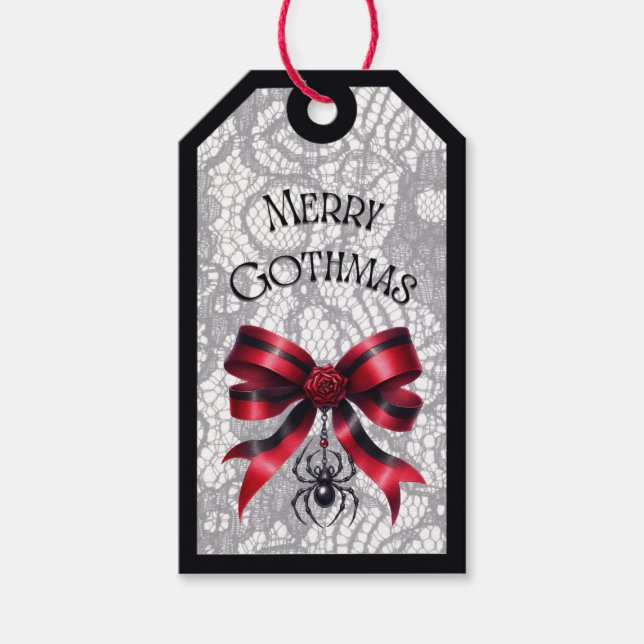 Glad Gothmas Rosbåge Med Spindelpresenttagg Presentetikett (Framsidan)