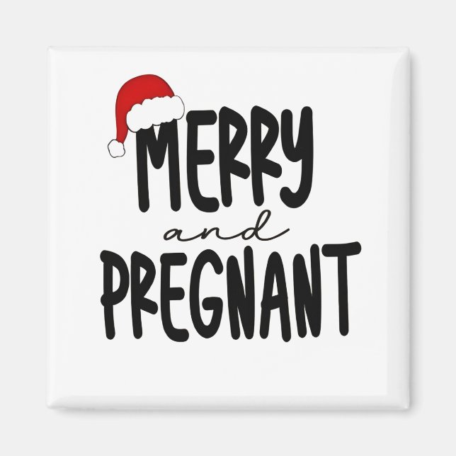 Glad & Gravid Graviditetsannonsering Tomtehatt Magnet (Framsidan)