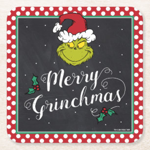 Glad Grinchmas Grinch Julfest Underlägg Papper Kvadrat