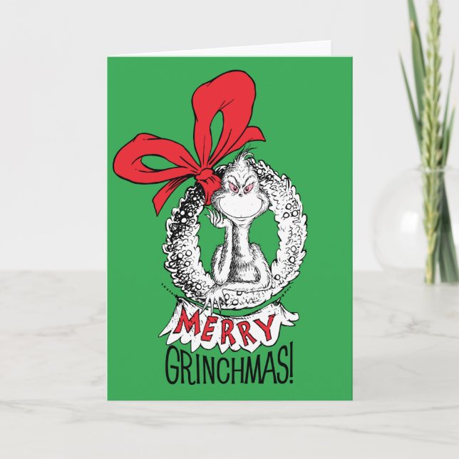 Glad Grinchmas Krans Grinch Kort (Framsida)
