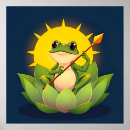 Glad Groda Prinsessa i Lotus Väntar På Prinsen Poster