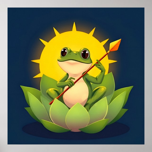 Glad Groda Prinsessa i Lotus Väntar På Prinsen Poster (Framsidan)