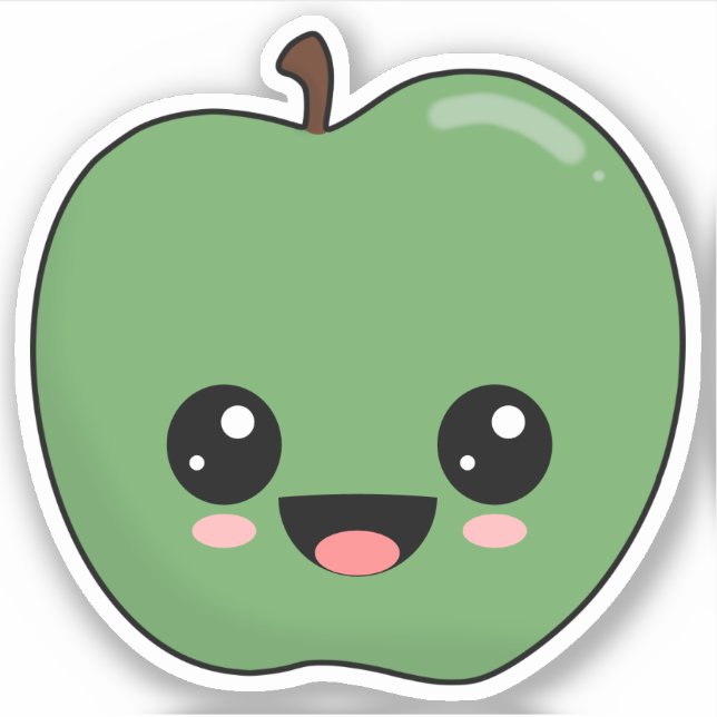 Glad Grön Äpple Klistermärken (Framsida)