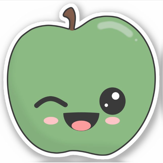 Glad Grön Blinkande Äpple Klistermärken (Framsida)