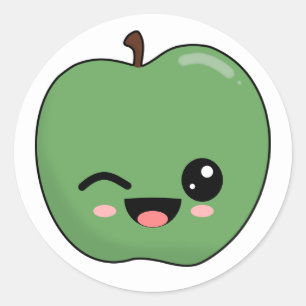 Glad Grön Blinkande Äpple Runt Klistermärke