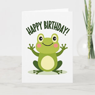 Glad Grön Födelsedagsfrosk-kort Kort