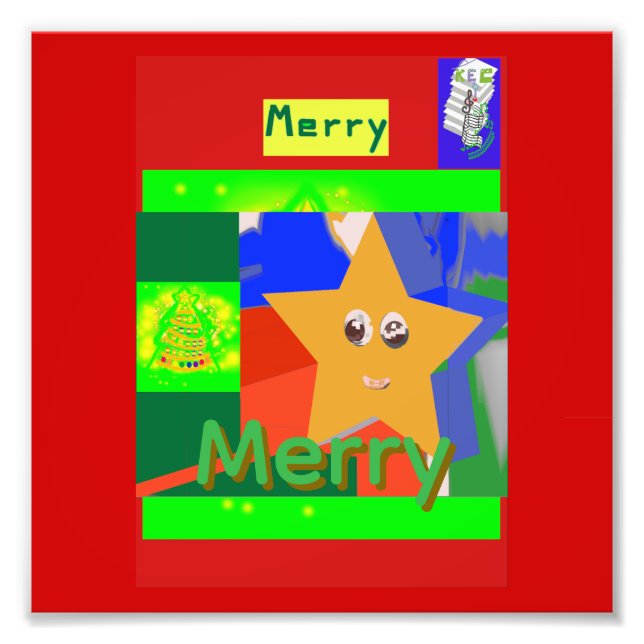 Glad Grön Namn på Röd Jul  Fototryck (Framsidan)