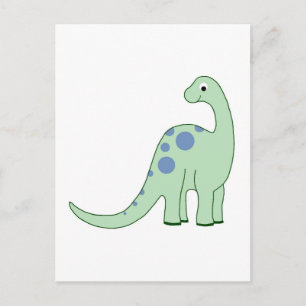 Glad grön tecknad dinosaurie vykort