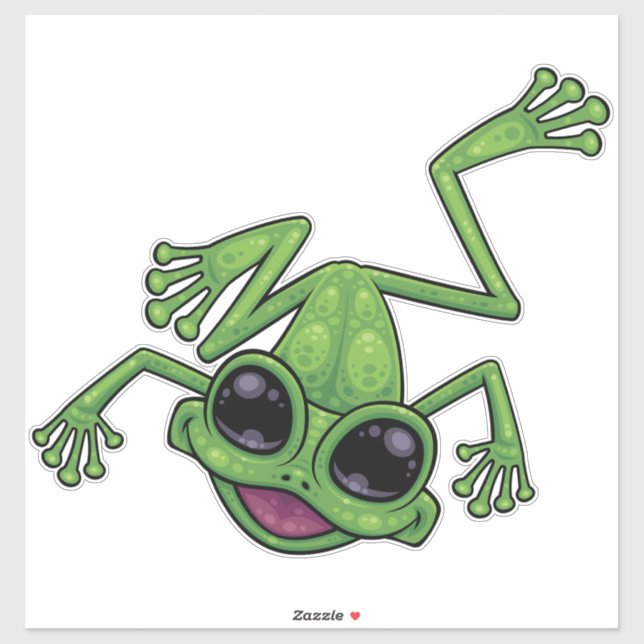 Glad Grön Trädgårdsgroda Klistermärken (Ark)