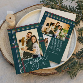 Glad grönrutig julbild julkort