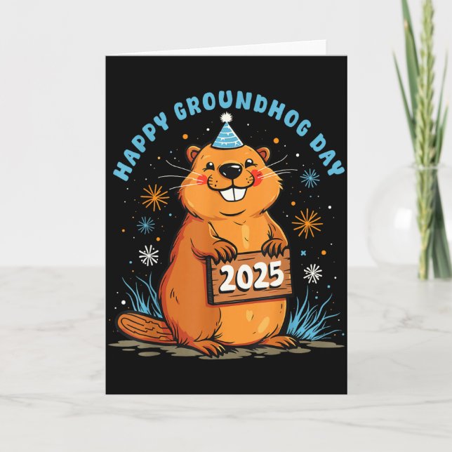Glad Groundhog-dagen 2025 Barn Småbarn Män Kvinnor Kort (Framsida)