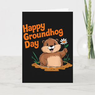Glad Groundhog-dagen 2025 Matchande Familj Roligt Kort