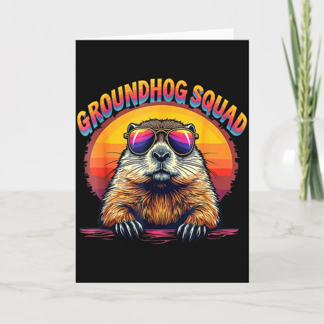 Glad Groundhog-dagen 2025 Rolig Groundhog-trupp  Kort (Framsida)