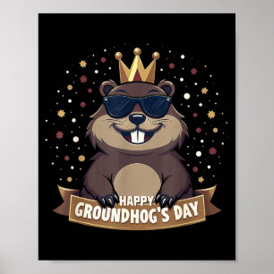 Glad Groundhog-dagen 2025 Rolig Murmeldjur Poster