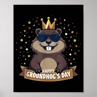 Glad Groundhog-dagen 2025 Rolig Murmeldjur  Poster