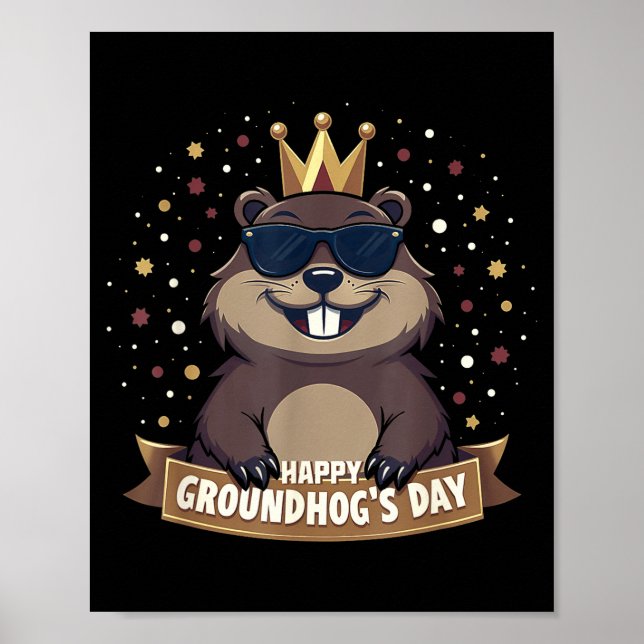 Glad Groundhog-dagen 2025 Rolig Woodchuck  Poster (Framsidan)