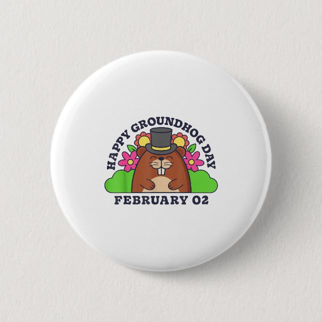 Glad Groundhog-dagen 2 februari Män Kvinnor Roligt Knapp (Framsida)