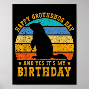Glad Groundhog-dagen födelsedag Murmeldjur Roligt Poster
