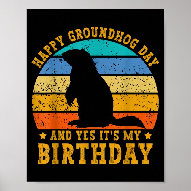 Glad Groundhog-dagen födelsedag Murmeldjur Roligt  Poster (Framsidan)