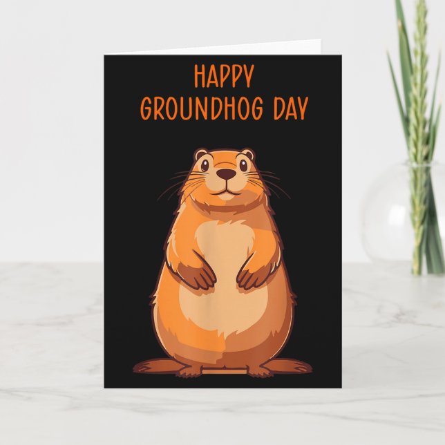 Glad Groundhog-dagen för Groundhog-älskande pojkar Kort (Framsida)
