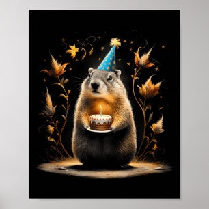 Glad Groundhog-dagen jordpungsgris med födelsedags Poster