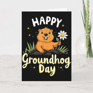 Glad Groundhog-dagen med blomma _1 Kort