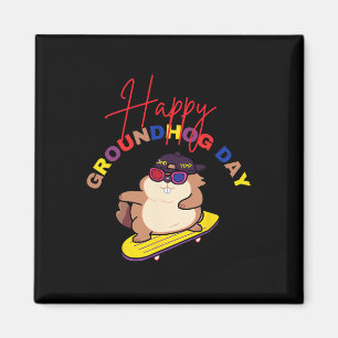 Glad Groundhog-dagen Rolig Groundhog-dagen Skatebo Magnet