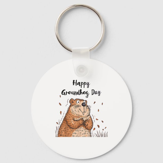 Glad Groundhog-dagen Rolig Groundhog-helg Män Kvin Nyckelring (Framsida)