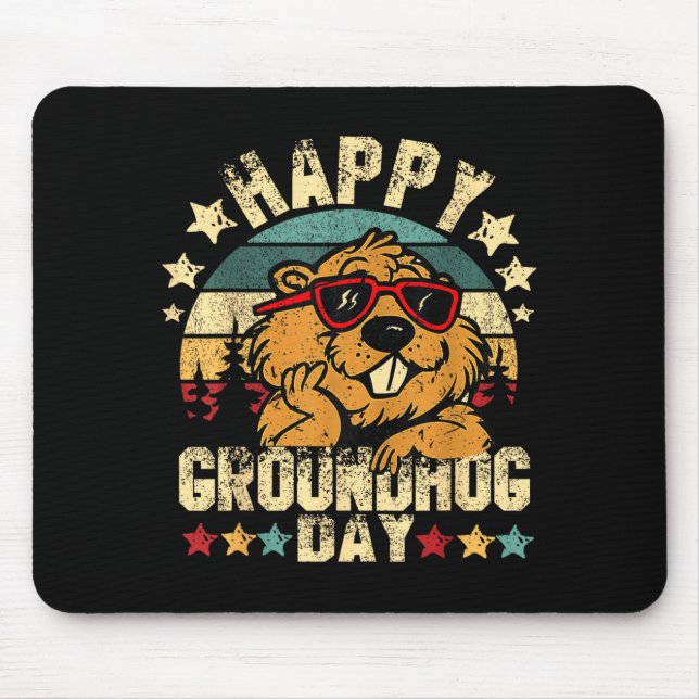 Glad Groundhog-dagen Roliga Groundhog Singlar Söta Musmatta (Framsidan)