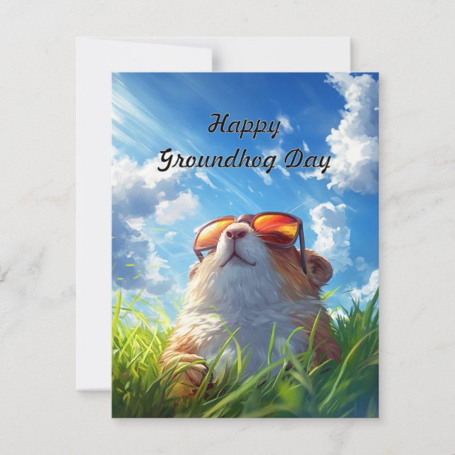 Glad Groundhog-dagen Söt Färgglad Högtidskort Julkort (Framsida)