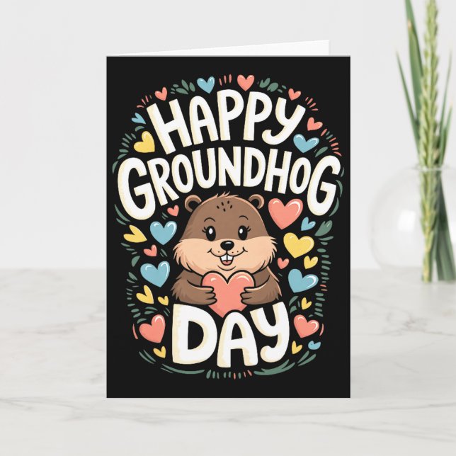 Glad Groundhog-dagen Tröja Rolig Groundhog-dagen H Kort (Framsida)