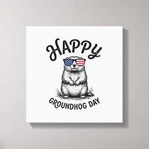 Glad Groundhog-dagen Vintage Gravyr T-shirt Design Canvastryck