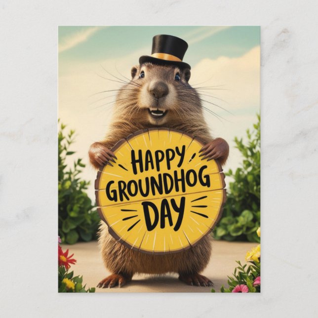 Glad Groundhog-dagen Vykort (Framsida)
