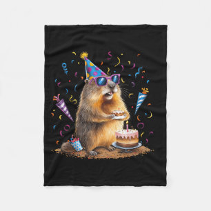 Glad Groundhog Day 12 feb Ground Hog med födelseda Fleecefilt
