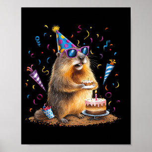 Glad Groundhog Day 12 feb Skogsmurmeldjur Med Föde Poster